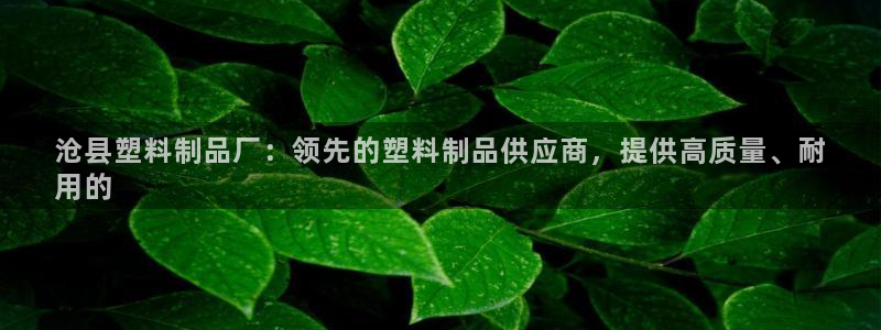 太陽集團古天樂代言：滄縣塑料制品廠：領先的塑料制品供應商，提